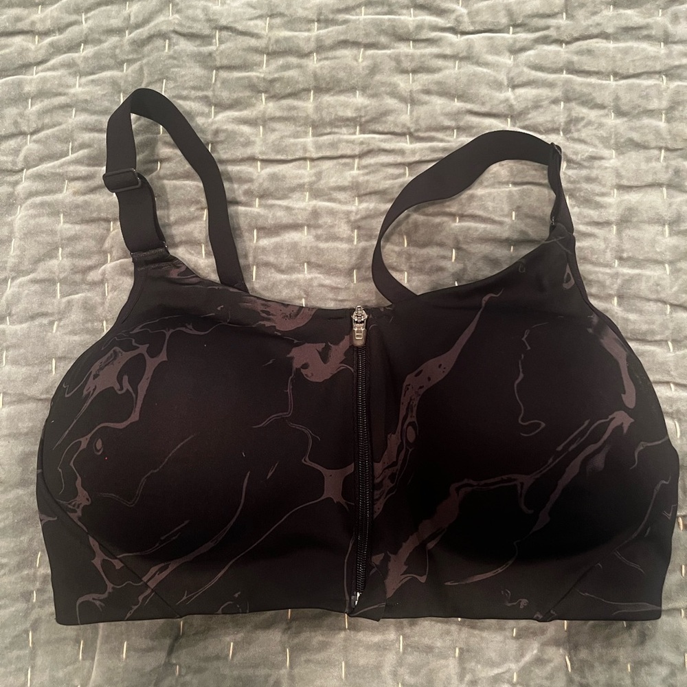 Target Women's Black Marble Front-Zip Sports Bra 36D